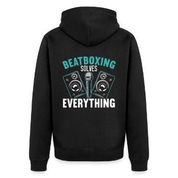 Beatboxing Solves Everything Beatbox Beatboxer - Unisex Premium Organic Zip Hoodie - black - Back - Nico (187cm)