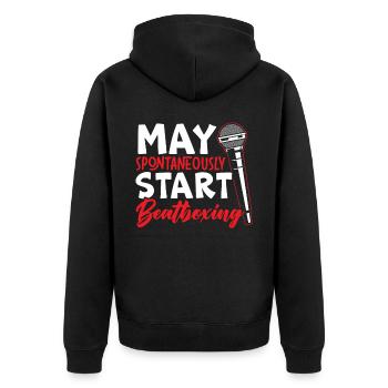 Kann spontan Beatboxing Beatboxer starten - Unisex Premium Bio Zip Hoodie - Schwarz - Hinten - Nico (187cm)