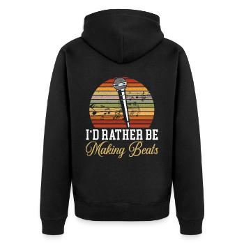 Ich würde lieber Beats Beatboxing Beatbox machen - Unisex Premium Bio Zip Hoodie - Schwarz - Hinten - Nico (187cm)