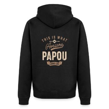 This is What an Awesome Papou Looks Like - Unisex Premium Organic Zip Hoodie - black - Back - Nico (187cm)