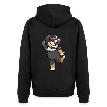 Berner Sennenhund Hund Tanzen Bouvier Bernois - Unisex Premium Bio Zip Hoodie - Schwarz - Hinten - Nico (187cm)