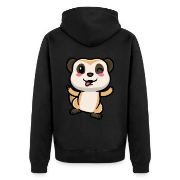 Erdmännchen Tierliebhaber Erdmännchenliebhaber - Unisex Premium Bio Zip Hoodie - Schwarz - Hinten - Nico (187cm)
