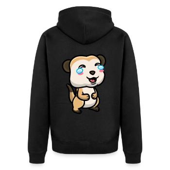 Erdmännchen Tierliebhaber Erdmännchenliebhaber - Unisex Premium Bio Zip Hoodie - Schwarz - Hinten - Nico (187cm)