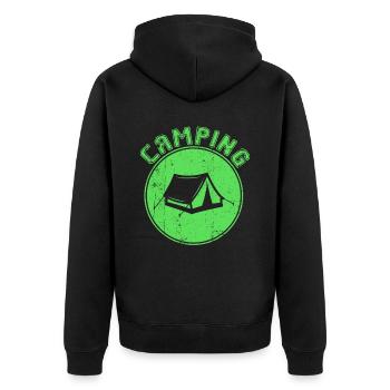Camping - Unisex Premium Bio Zip Hoodie - Schwarz - Hinten - Nico (187cm)