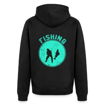 Angling - Unisex Premium Organic Zip Hoodie - black - Back - Nico (187cm)