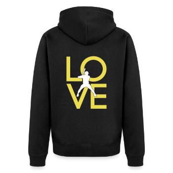 Baseball - Unisex Premium Bio Zip Hoodie - Schwarz - Hinten - Nico (187cm)