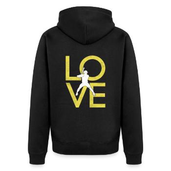 Baseball - Unisex Premium Bio Zip Hoodie - Schwarz - Hinten - Nico (187cm)