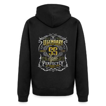 Legendary 55 Year Old Aged Perfectly 55th Birthday - Unisex Premium Organic Zip Hoodie - black - Back - Nico (187cm)