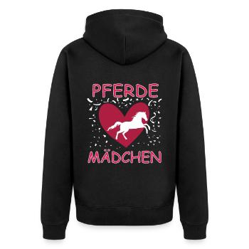 Pferde Mädchen Herz Liebe ReitenPony Reiter Stall - Unisex Premium Bio Zip Hoodie - Schwarz - Hinten - Nico (187cm)