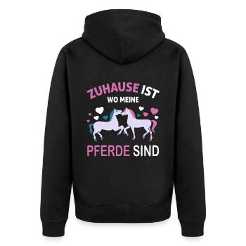 Zuhause Ist Wo Meine Pferde Sind Pony Freundschaft - Unisex Premium Bio Zip Hoodie - Schwarz - Hinten - Nico (187cm)