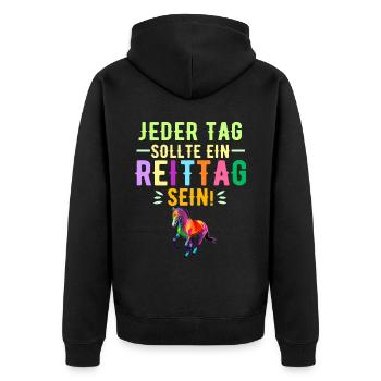 Jeder Tag Sollte Ein Reittag Sein Pferdesport Pony - Unisex Premium Bio Zip Hoodie - Schwarz - Hinten - Nico (187cm)