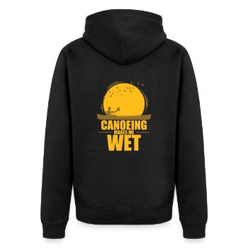 Canoeing makes me wet Kajak Paddelboot - Unisex Premium Bio Zip Hoodie - Schwarz - Hinten - Nico (187cm)