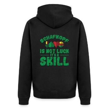 Schafkopf is not Lust it’s Skill Kartenspiel - Unisex Premium Bio Zip Hoodie - Schwarz - Hinten - Nico (187cm)