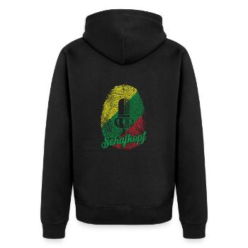Schafkopf Fingerabdruck Daumen D.N.A. Eichel - Unisex Premium Bio Zip Hoodie - Schwarz - Hinten - Nico (187cm)