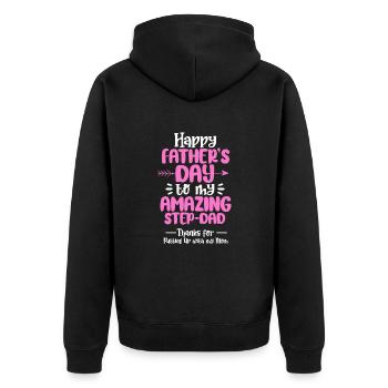 Beau-père Père Beau-père Papa Cadeau de fête des pères - Veste à capuche bio Premium Unisexe - noir - Dos - Nico (187cm)