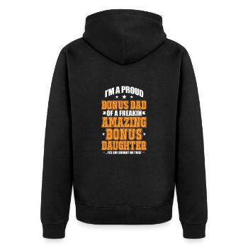 Stepfather Father Stepdad Papa Father's Day Gift - Unisex Premium Organic Zip Hoodie - black - Back - Nico (187cm)