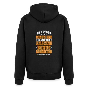 Stiefvater - Unisex Premium Bio Zip Hoodie - Schwarz - Hinten - Nico (187cm)