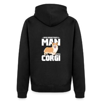 Corgi - Unisex Premium Bio Zip Hoodie - Schwarz - Hinten - Nico (187cm)