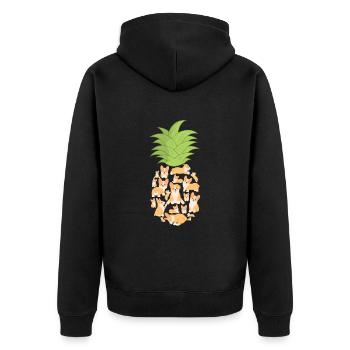 Corgi - Unisex Premium Bio Zip Hoodie - Schwarz - Hinten - Nico (187cm)