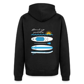 Stand Up Paddling - Unisex Premium Bio Zip Hoodie - Schwarz - Hinten - Nico (187cm)