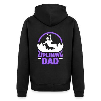 Ziplining Papa Zipline Sport Seilrutsche Sprüche - Unisex Premium Bio Zip Hoodie - Schwarz - Hinten - Nico (187cm)