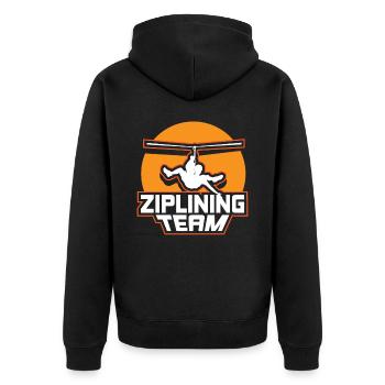 Ziplining Team Seilrutsche Zipline Sport Sprüche - Unisex Premium Bio Zip Hoodie - Schwarz - Hinten - Nico (187cm)