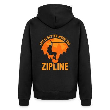 Life is better when you zipline sports - Unisex Premium Organic Zip Hoodie - black - Back - Nico (187cm)