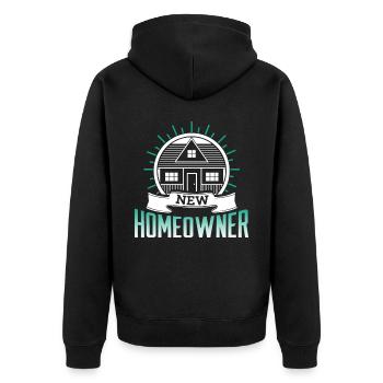 New Homeowner Homeowner Homeowner Landlord - Unisex Premium Organic Zip Hoodie - black - Back - Nico (187cm)
