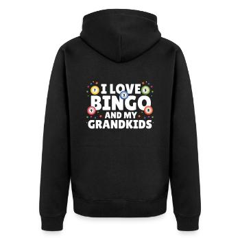 I Love Bingo And My Grandkids Lustiges Bingo - Unisex Premium Bio Zip Hoodie - Schwarz - Hinten - Nico (187cm)