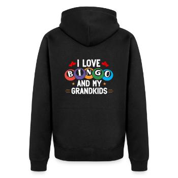I Love Bingo And My Grandkids Lustiges Bingo - Unisex Premium Bio Zip Hoodie - Schwarz - Hinten - Nico (187cm)