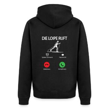Langläufer Biathlon Skilangläufer - Unisex Premium Bio Zip Hoodie - Schwarz - Hinten - Nico (187cm)