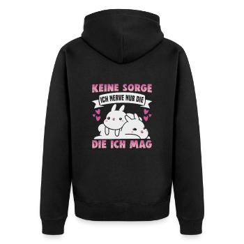 Freundschafts Geschenk für guten Freund - Unisex Premium Bio Zip Hoodie - Schwarz - Hinten - Nico (187cm)