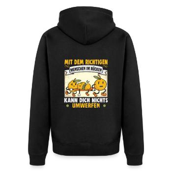 Freundschafts Geschenk für guten Freund - Unisex Premium Bio Zip Hoodie - Schwarz - Hinten - Nico (187cm)