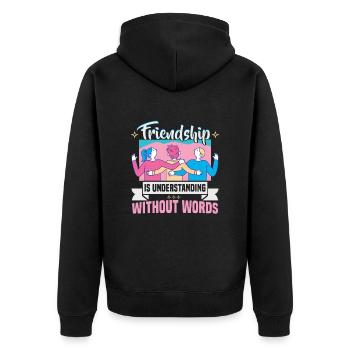 Friendship gift for good friend - Unisex Premium Organic Zip Hoodie - black - Back - Nico (187cm)