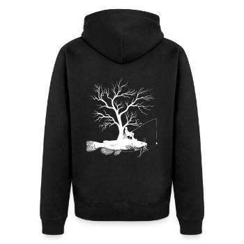 Arbre graphique - Poisson-chat - Veste à capuche bio Premium Unisexe - noir - Dos - Nico (187cm)