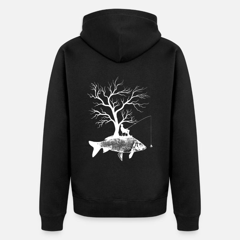 Arbre graphique - Carpe de poisson - Veste à capuche bio Premium Unisexe - noir