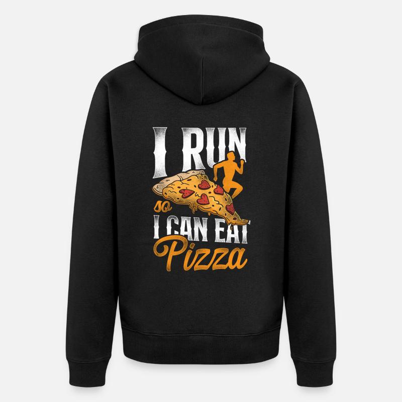 Running Runner Half Marathon Pizza - Unisex Premium Bio Zip Hoodie - Schwarz