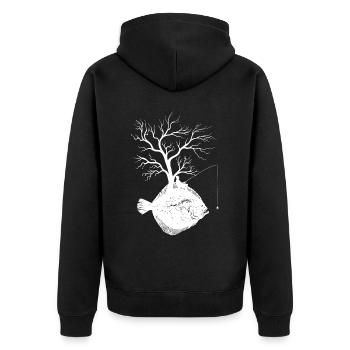 Arbre graphique - Plie de poisson - Veste à capuche bio Premium Unisexe - noir - Dos - Nico (187cm)