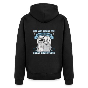 Friendship gift for good friend - Unisex Premium Organic Zip Hoodie - black - Back - Nico (187cm)