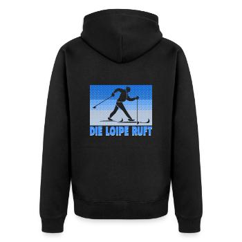 Langläufer Biathlon Skilangläufer - Unisex Premium Bio Zip Hoodie - Schwarz - Hinten - Nico (187cm)
