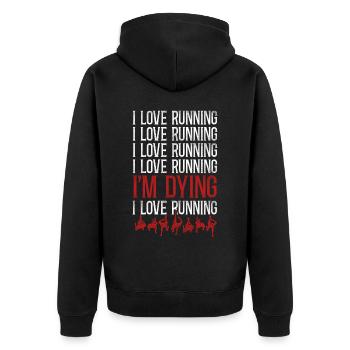 Running Runner Half Marathon - Unisex Premium Bio Zip Hoodie - Schwarz - Hinten - Nico (187cm)