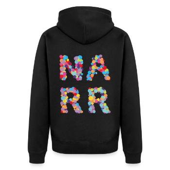 Narr Jeck Karnevalist Fasching Karneval - Unisex Premium Bio Zip Hoodie - Schwarz - Hinten - Nico (187cm)