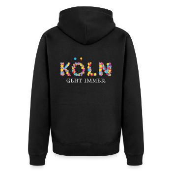 Köln Kölle Cologne Colonia Karneval Fasching - Unisex Premium Bio Zip Hoodie - Schwarz - Hinten - Nico (187cm)