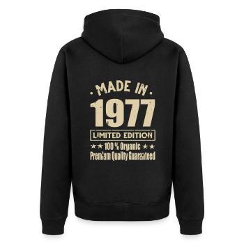 Fabriqué en 1977 Vintage Retro Limited Edition - Veste à capuche bio Premium Unisexe - noir - Dos - Nico (187cm)