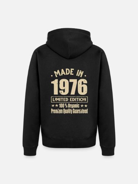 Made in 1976 Vintage Retro Limited Edition - Unisex Premium Bio Zip Hoodie - Schwarz