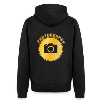Fotografie - Unisex Premium Bio Zip Hoodie - Schwarz - Hinten - Nico (187cm)