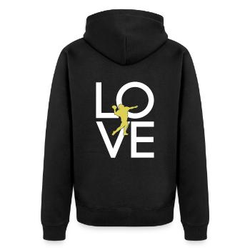 football rugby - Unisex Premium Bio Zip Hoodie - Schwarz - Hinten - Nico (187cm)