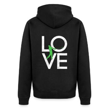 Golf - Unisex Premium Bio Zip Hoodie - Schwarz - Hinten - Nico (187cm)