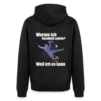 Handball Spruch Handballspieler Handballer Humor - Unisex Premium Bio Zip Hoodie - Schwarz - Hinten - Nico (187cm)