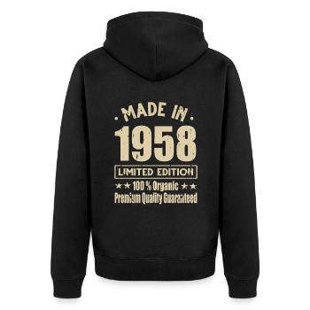 Fabriqué en 1958 Vintage Retro Limited Edition - Veste à capuche bio Premium Unisexe - noir - Dos - Nico (187cm)